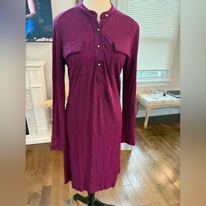 Tory Burch Purply Pink Ruched Long Sleeve Dress